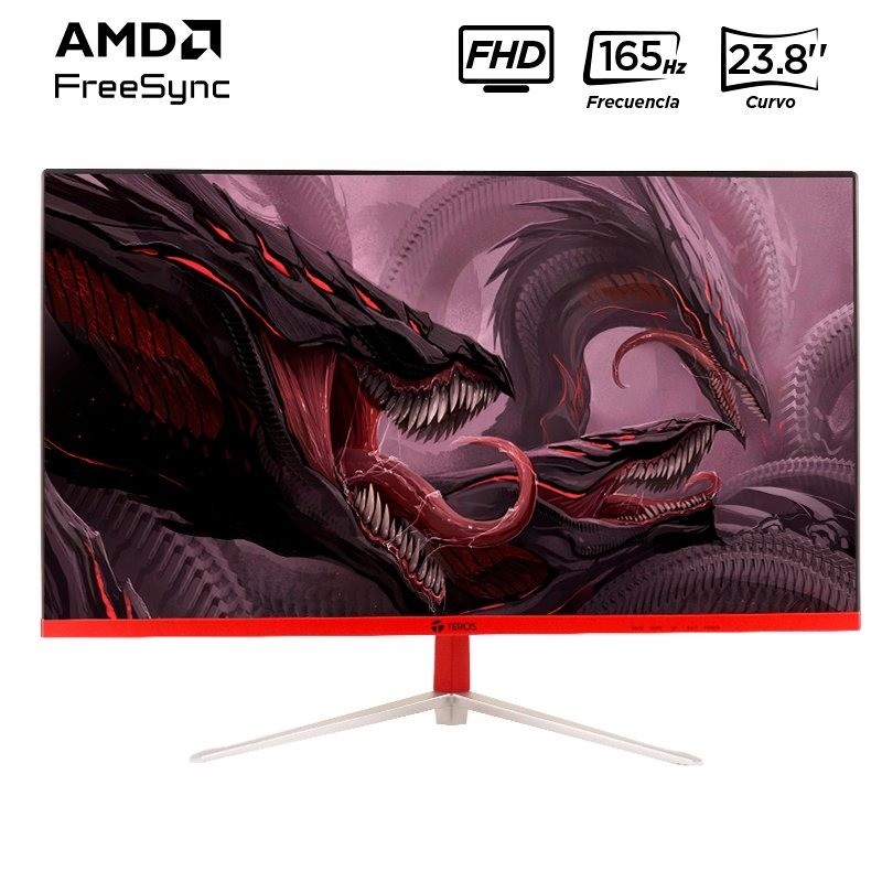 Monitor gamer curvo 23.8" Teros TE-2471G Panel VA, FHD(1920x1080), 165Hz, 2ms, entradas HDMI